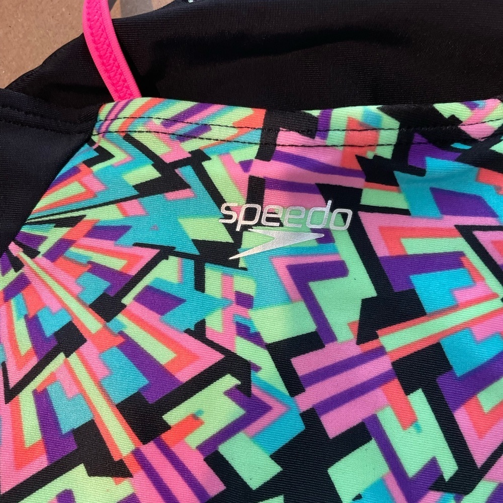 Girls Speedo XL Swimsuit with Pink Trim - Picture 3 of 4